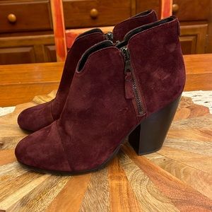Rag & Bone suede heeled ankle boots wine size 38.5